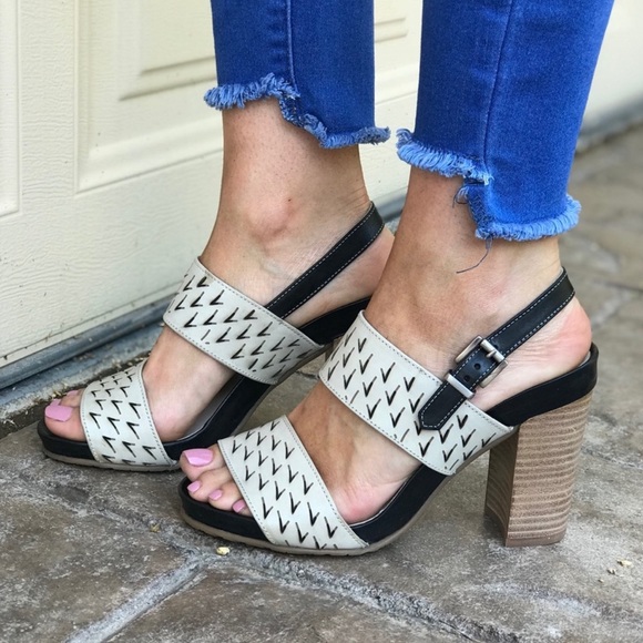 Cognac LeatherDistressed Perforated High Heels - Picture 1 of 4